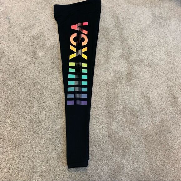 VICTORIA’S Secret VSX Black multicoloured rainbow vertical logo gym leggings XS - Picture 2 of 9